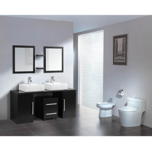 Arredo Casa Facile Mobile Bagno Pensile Wenge' Da 160 Cm Completo Doppio Lavabo