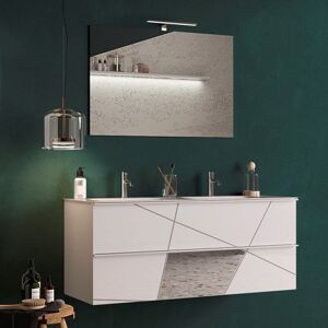 garneroarredamenti Mobile bagno sospeso 120x136cm con doppio lavabo e specchio bianco lucido specchi Olimpo