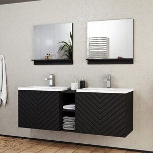 garneroarredamenti Mobile bagno sospeso 143x160cm doppio lavabo serigrafato nero Baden 6