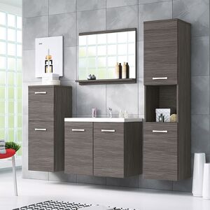 garneroarredamenti Mobile 140x133cm bagno sospeso con specchio tortora Saturnia