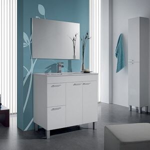 garneroarredamenti Mobile bagno moderno con specchio 80x168cm bianco lucido David