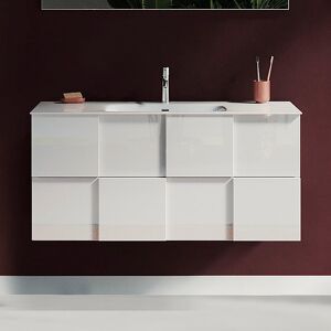 garneroarredamenti Mobile bagno sospeso 100x51cm con lavabo bianco lucido Obsession