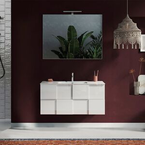 garneroarredamenti Mobile bagno sospeso 100x136cm con specchio e lavabo bianco lucido Obsession