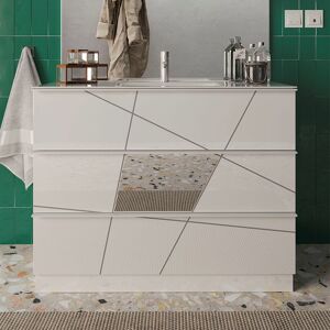 garneroarredamenti Mobile bagno 80x85cm a terra con lavabo bianco lucido specchi Olimpo