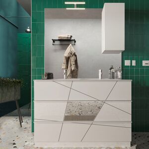 garneroarredamenti Mobile bagno 120x205cm a terra con doppio lavabo e specchio bianco lucido specchi Olimpo