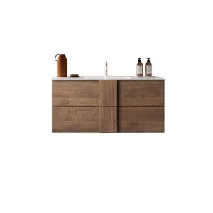 garneroarredamenti Mobile bagno sospeso 100x51cm con lavabo 2 cassetti rovere Alvarez