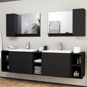 garneroarredamenti Mobile bagno sospeso 190x160cm doppio lavabo serigrafato nero Baden 2