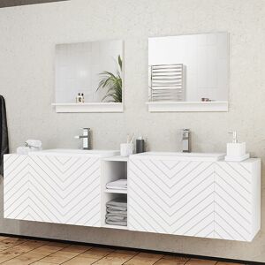 garneroarredamenti Mobile bagno sospeso 190x160cm doppio lavabo serigrafato bianco Baden 3