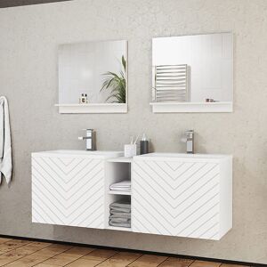 garneroarredamenti Mobile bagno sospeso 143x160cm doppio lavabo serigrafato bianco Baden 6