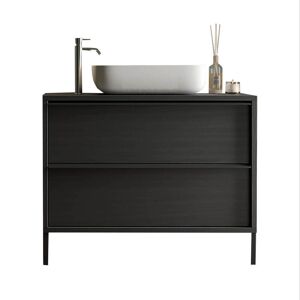 Milani Home mobile lavabo a terra di design moderno industrial Antracite 92 x 92 x 43 cm