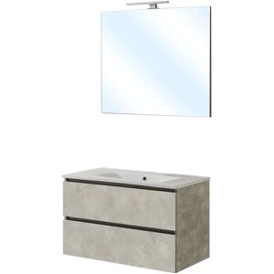 Tecnomat MOBILE EMMA 80 cm 2 CASSETTI GREY LAVABO IN CERAMICA SPECCHIO 80 cm LUCE ALOGENA