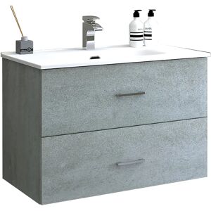 Tecnomat BASE PORTALAVABO CON LAVABO ASYA CEMENTO 2 CASSETTI SOFT CLOSE 80x55x46 cm (LxHxP)