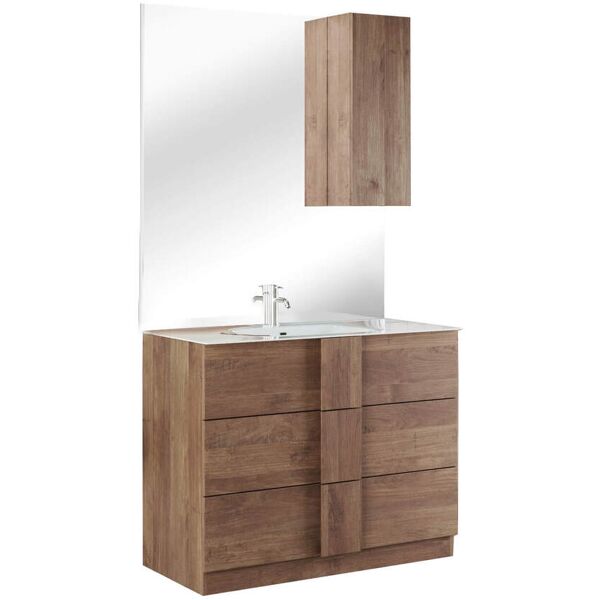 milani home mobile lavabo a terra di design moderno industrial marrone 101 x 85 x 45 cm