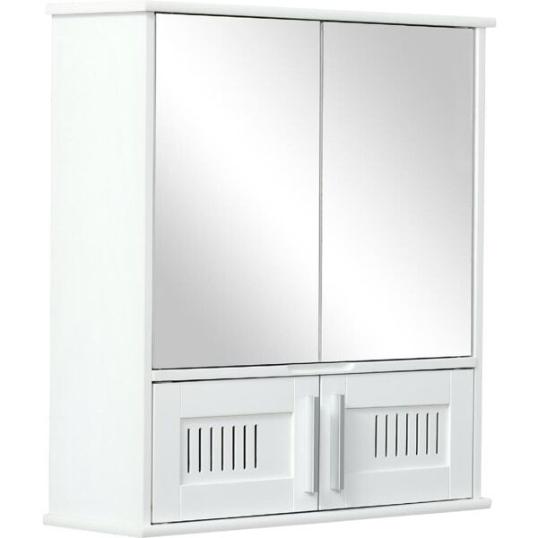 dechome 344wt834 mobiletto bagno pensile con antine a specchio 55x17.5x60cm bianco - 344wt834