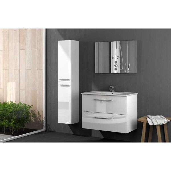 fores habitat 305161bo mobile sottolavabo 2 cassetti in legno 80x45x57h cm + specchio 80x57h cm colore bianco - 305161bo aruba