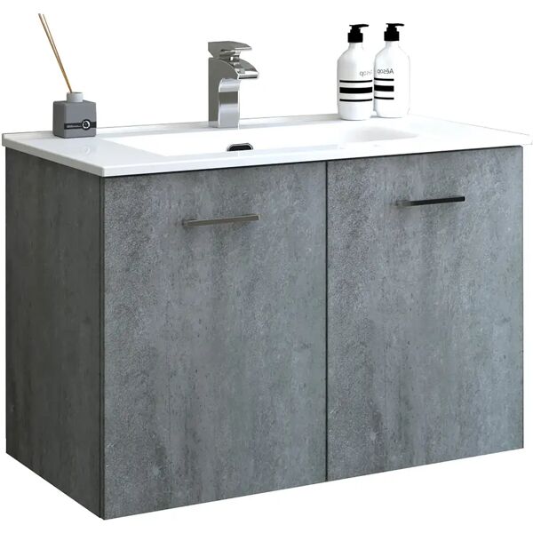 tecnomat base portalavabo con lavabo asya cemento 2 ante soft close 80x55x46 cm (lxhxp)