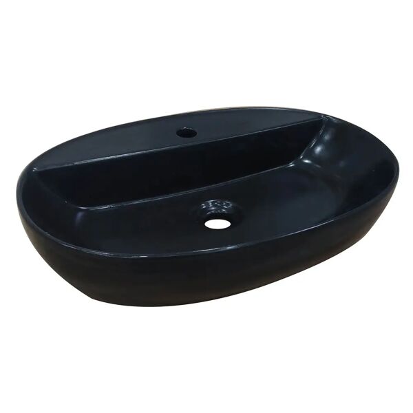 tecnomat lavabo d'appoggio carisma in ceramica nero opaco ovale con foro 59,5x13x40 cm (lxhxp)