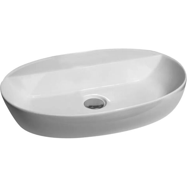 tecnomat lavabo d'appoggio carisma in ceramica bianco opaco ovale con foro 59,5x13x40 cm (lxhxp)