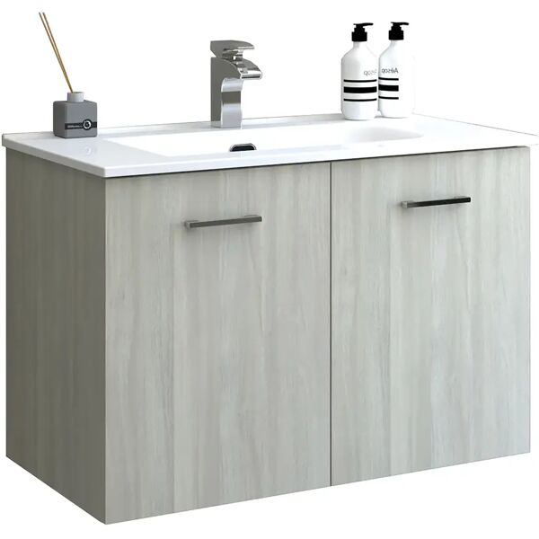 tecnomat base portalavabo con lavabo asya olmo chiaro 2 ante soft close 80x55x46 cm (lxhxp)