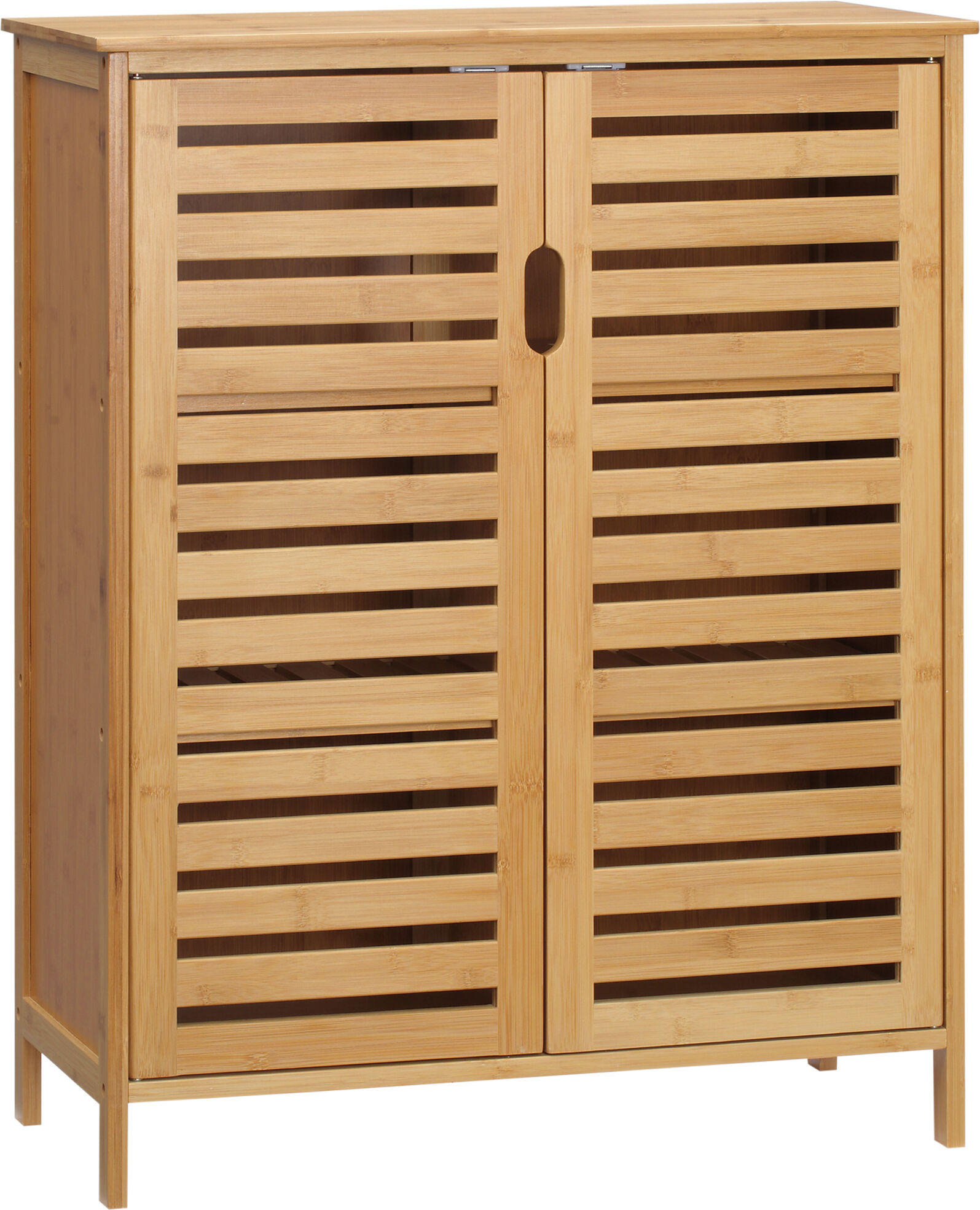 Kleankin Mobile Bagno Moderno a 2 Ante con 2 Ripiani Ventilati in Bambù, 68x32x86 cm, color Legno