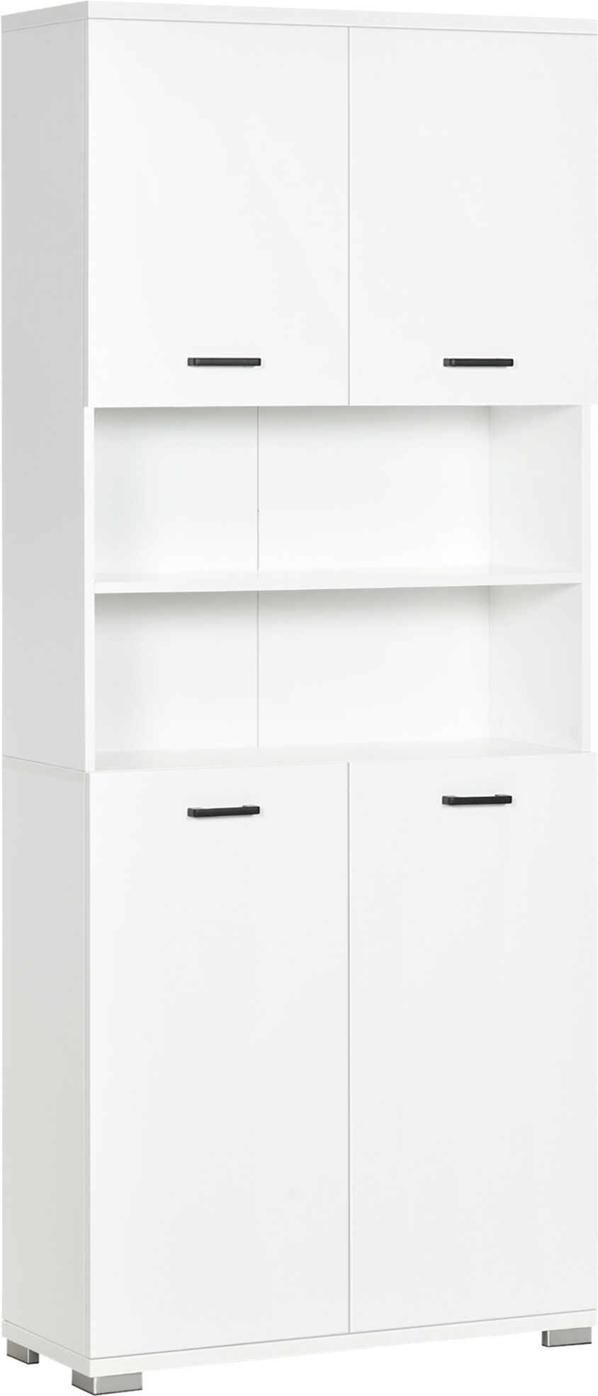 Kleankin Mobile Bagno in Truciolato Bianco con 2 Armadietti con Ante e 2 Ripiani Aperti, 80x33.5x190 cm