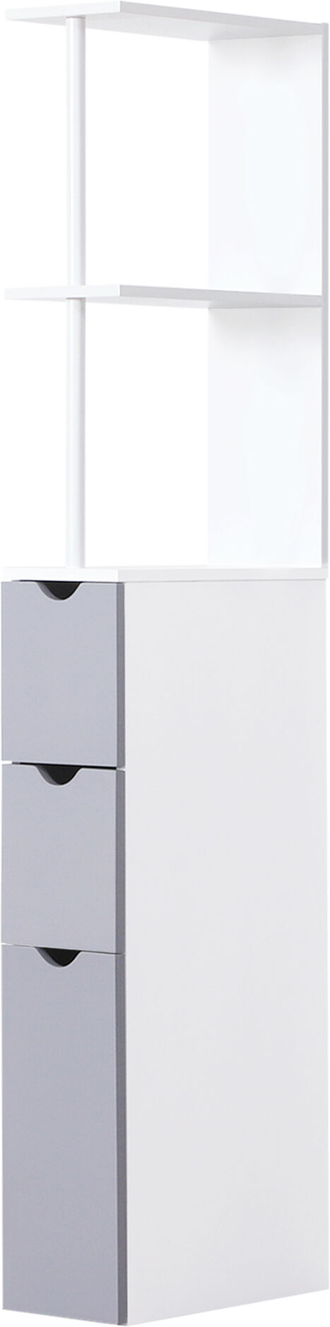 Homcom Mobiletto a Colonna Salvaspazio in Legno, Armadietto da Bagno con Ripiani e Armadietti, Bianco, 15x33x136.5cm