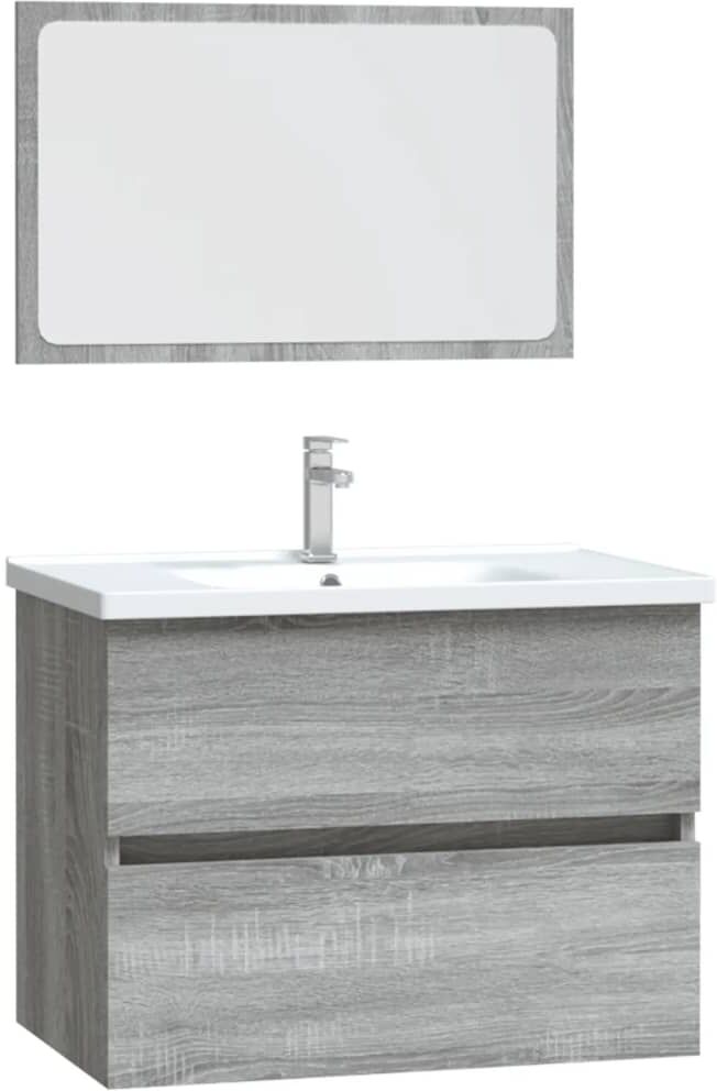 vidaXL Set Mobili da Bagno 2 pz Grigio Sonoma in Legno Multistrato