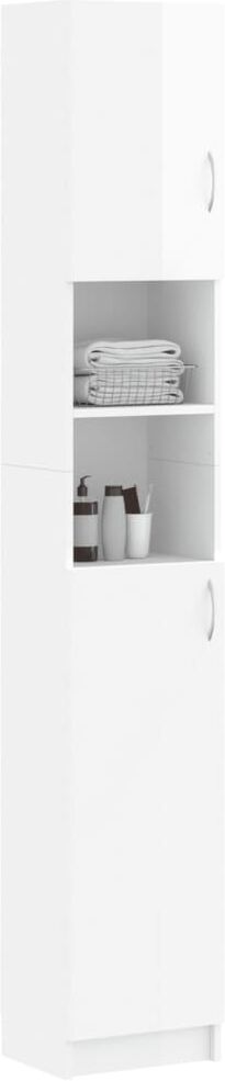 vidaXL Mobile da Bagno Bianco Lucido 32x25,5x190 cm Legno Multistrato