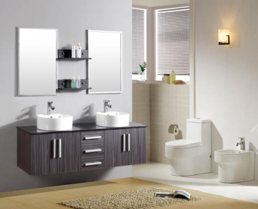 Arredo Casa Facile Mobile Bagno Pensile Wenge&#39; Da 150 Cm Completo Doppio Lavabo