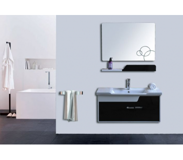 Arredo Casa Facile Mobile Bagno Pensile Bianco Nero Da 90 Cm Completo