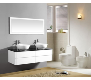 Arredo Casa Facile Mobile Bagno Pensile Bianco Da 150 Cm Completo Doppio Lavabo