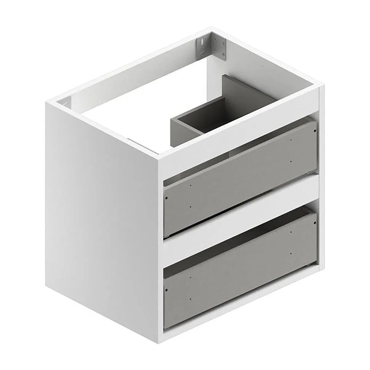 Base Sospesa Modul In Legno Bianco Opaco Per 2 Cassetti 60x55x43 Cm (Lxhxp)