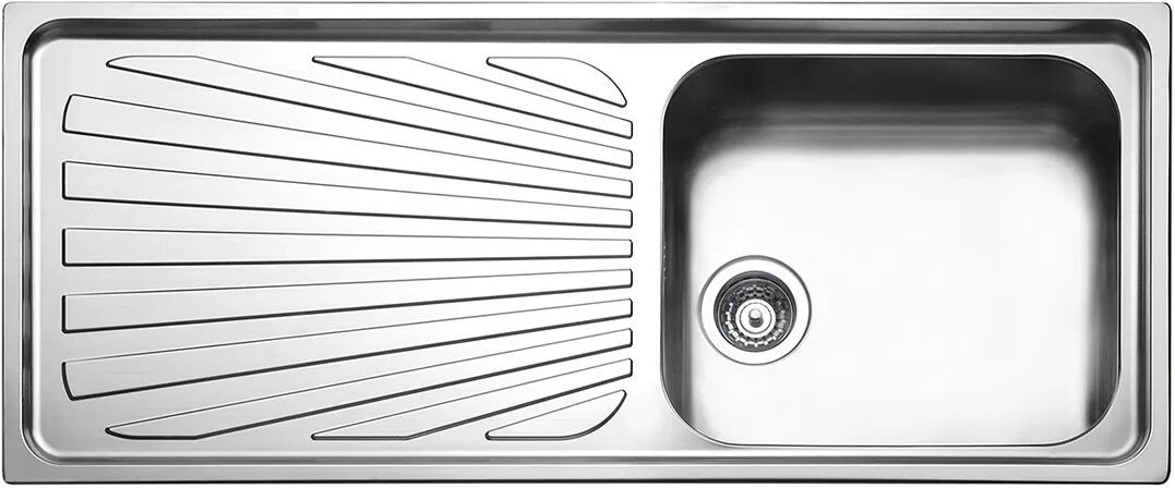 APELL Lavello Torino 116x50 Cm Inox Spazzolato 1 Vasca Con Sgocciolatoio A Sinistra Piletta 3,5''