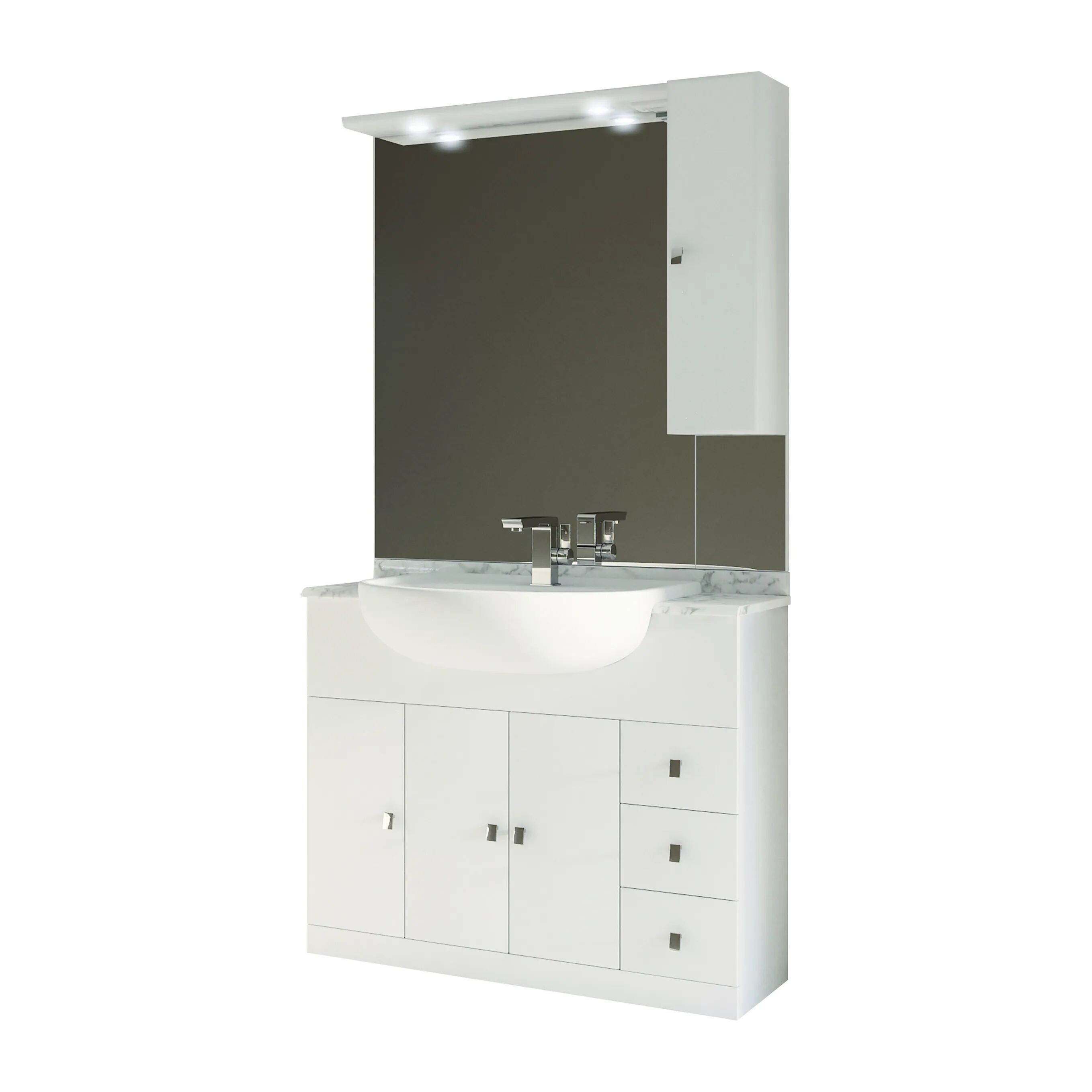 Top Palace Lavabo Semincasso In Marmo Di Carrara Bianco E Grigio 101x34 Cm (Lxp)