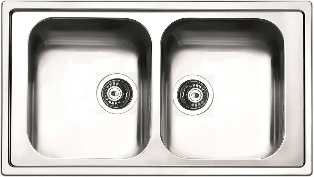 APELL Lavello Roma 86x50 Cm Inox Spazzolato 2v 2 Vasche Piletta 3,5''