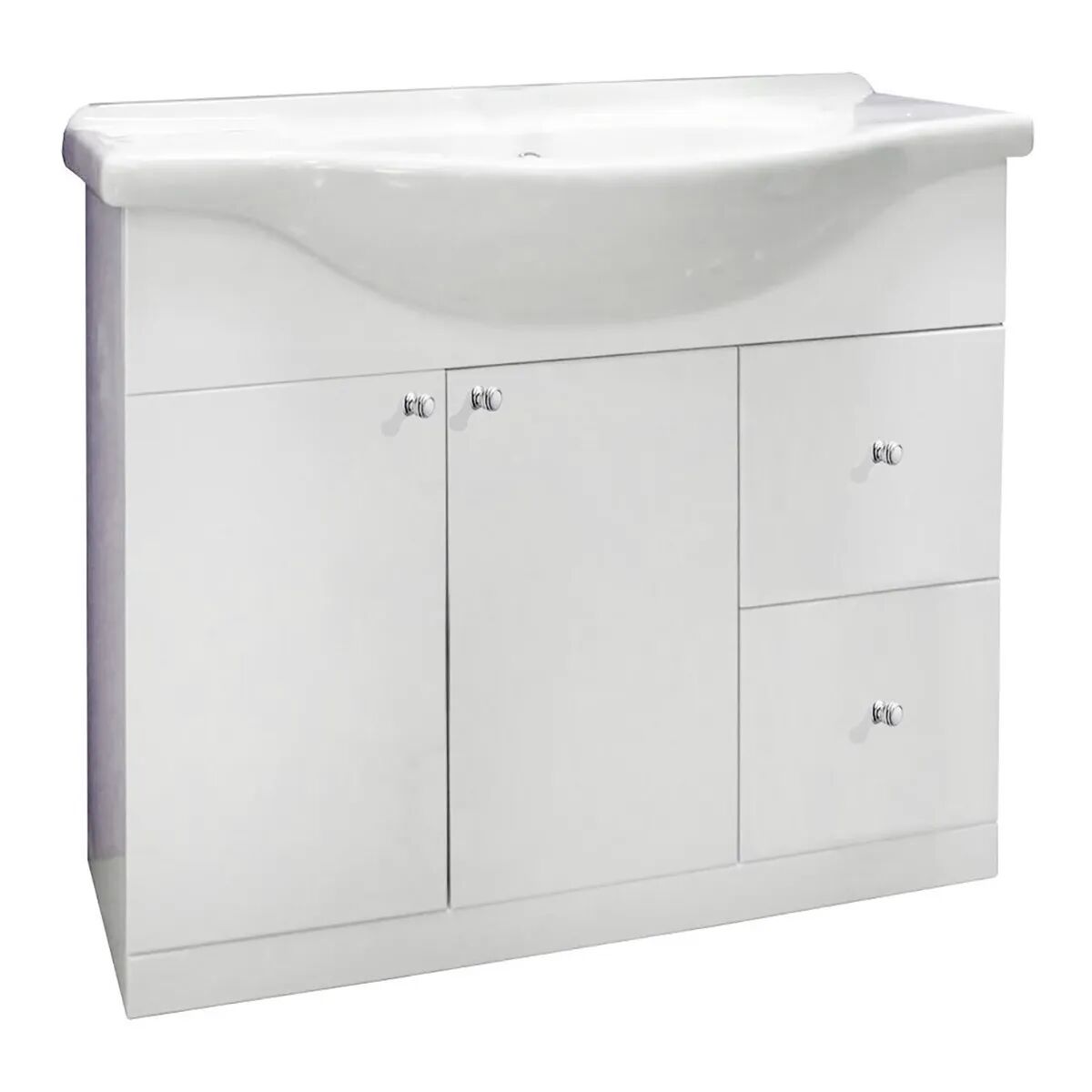 Base Portalavabo Con Lavabo Jess Bianco Lucido 2 Ante 2 Cassetti 105x86x50 Cm (Lxhxp)