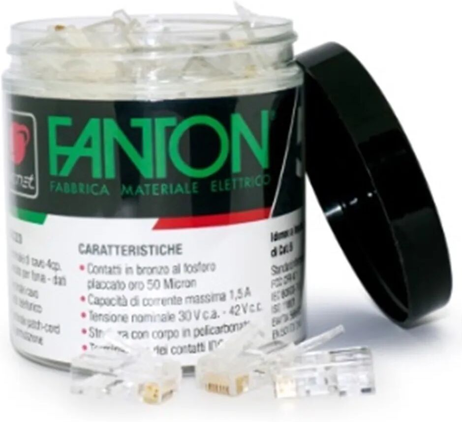 FANTON 50 Plug Rj45  Cat6 Con 10 Copriplug Doratura Contatti 50 Μm