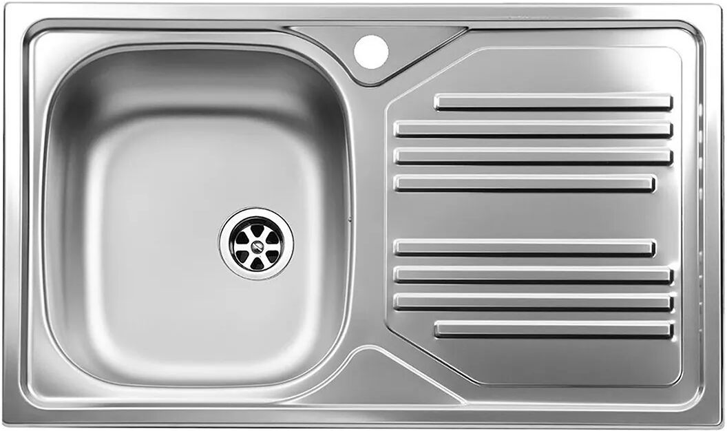 APELL Lavello Atmosfera 86x50cm Inox Prelucido 1 Vasca Con Sgocciolatoio A Destra Piletta 2''