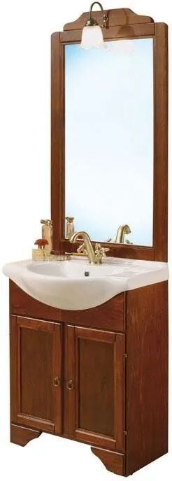 Mobile Anticato Siena Noce 2 Ante 67x201x45,50 Cm (Lxhxp) Lavabo E Specchio