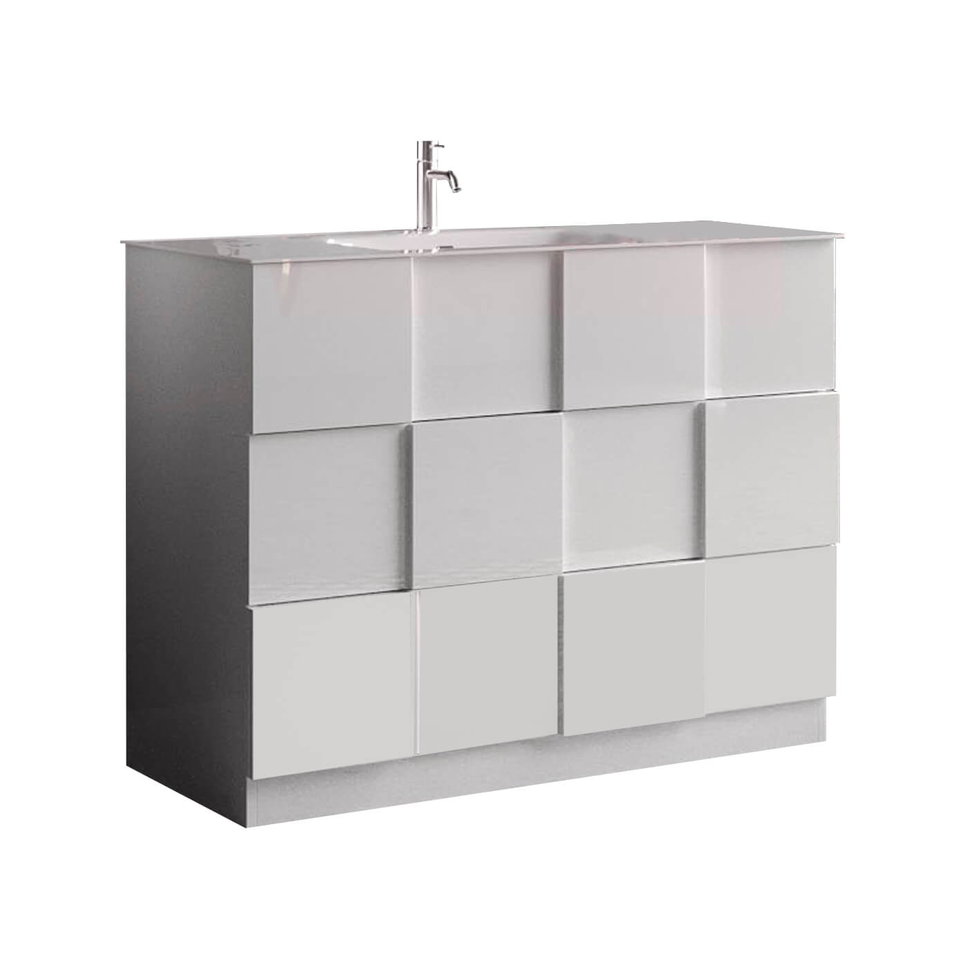 Milani Home mobile lavabo a terra di design moderno industrial Bianco 101 x 45 x 85 cm