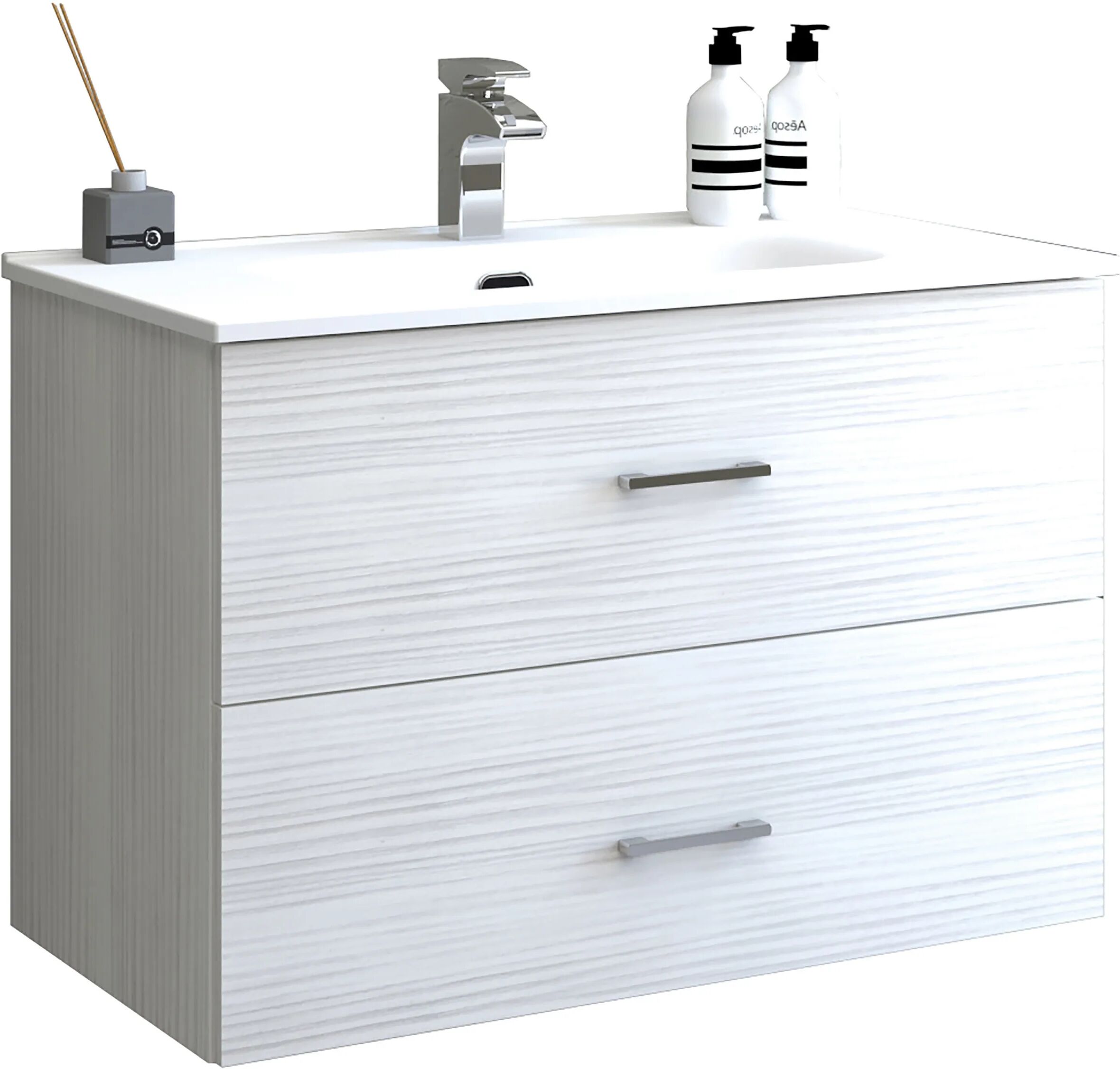 Tecnomat BASE PORTALAVABO CON LAVABO ASYA LARICE BIANCO 2 CASSETTI SOFT CLOSE 80x55x46 cm (LxHxP)