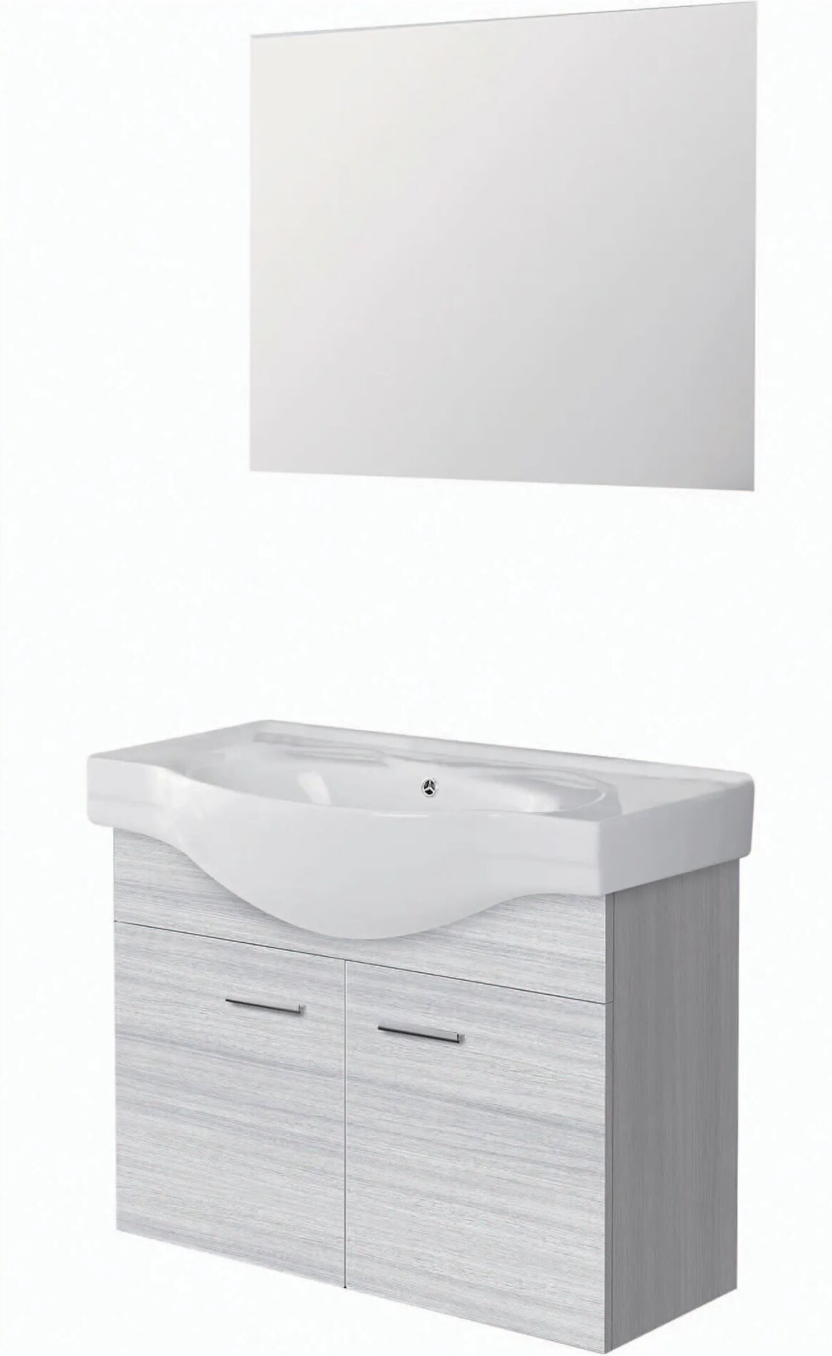 Tecnomat MOBILE 2 ANTE ROVERE GRIGIO LAVABO IN CERAMICA CON SPECCHIO 80x64,5x46 cm (LxHxP)