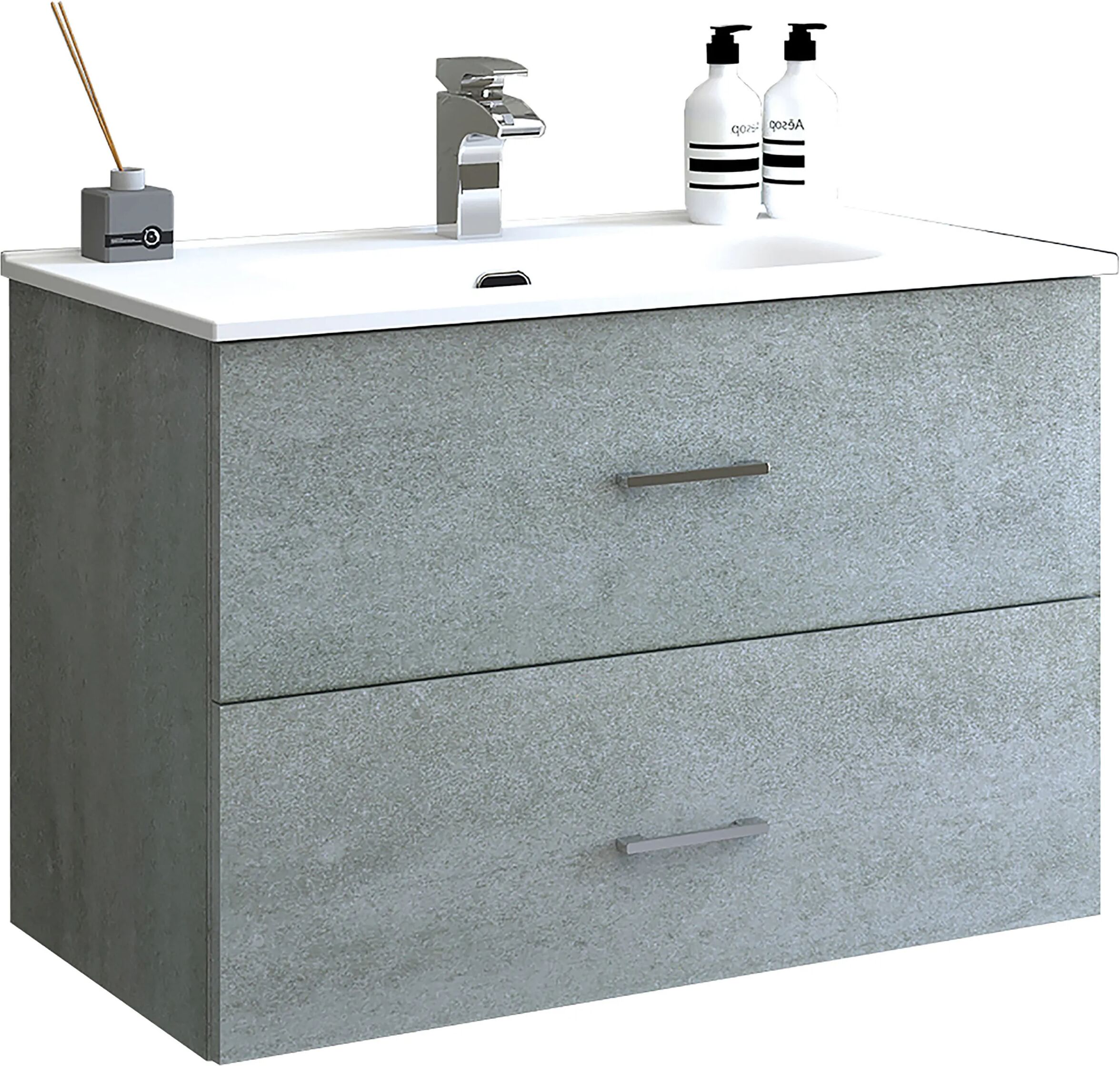 Tecnomat BASE PORTALAVABO CON LAVABO ASYA CEMENTO 2 CASSETTI SOFT CLOSE 80x55x46 cm (LxHxP)