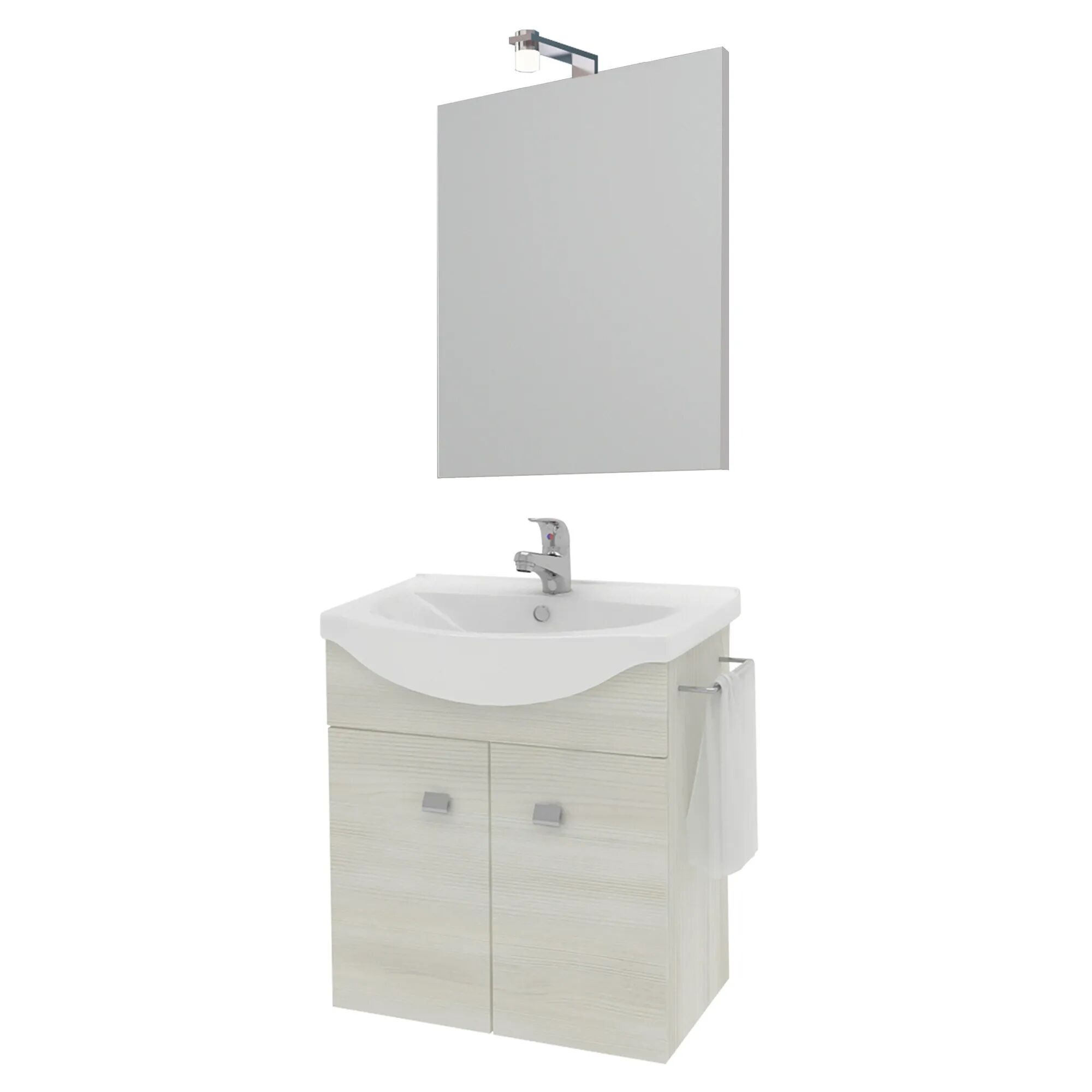 Tecnomat MOBILE BERNIE SOSPESO ROVERE BIANCO 2 ANTE 57x135x47,50 cm (LxHxP) LAVABO E SPECCHIO