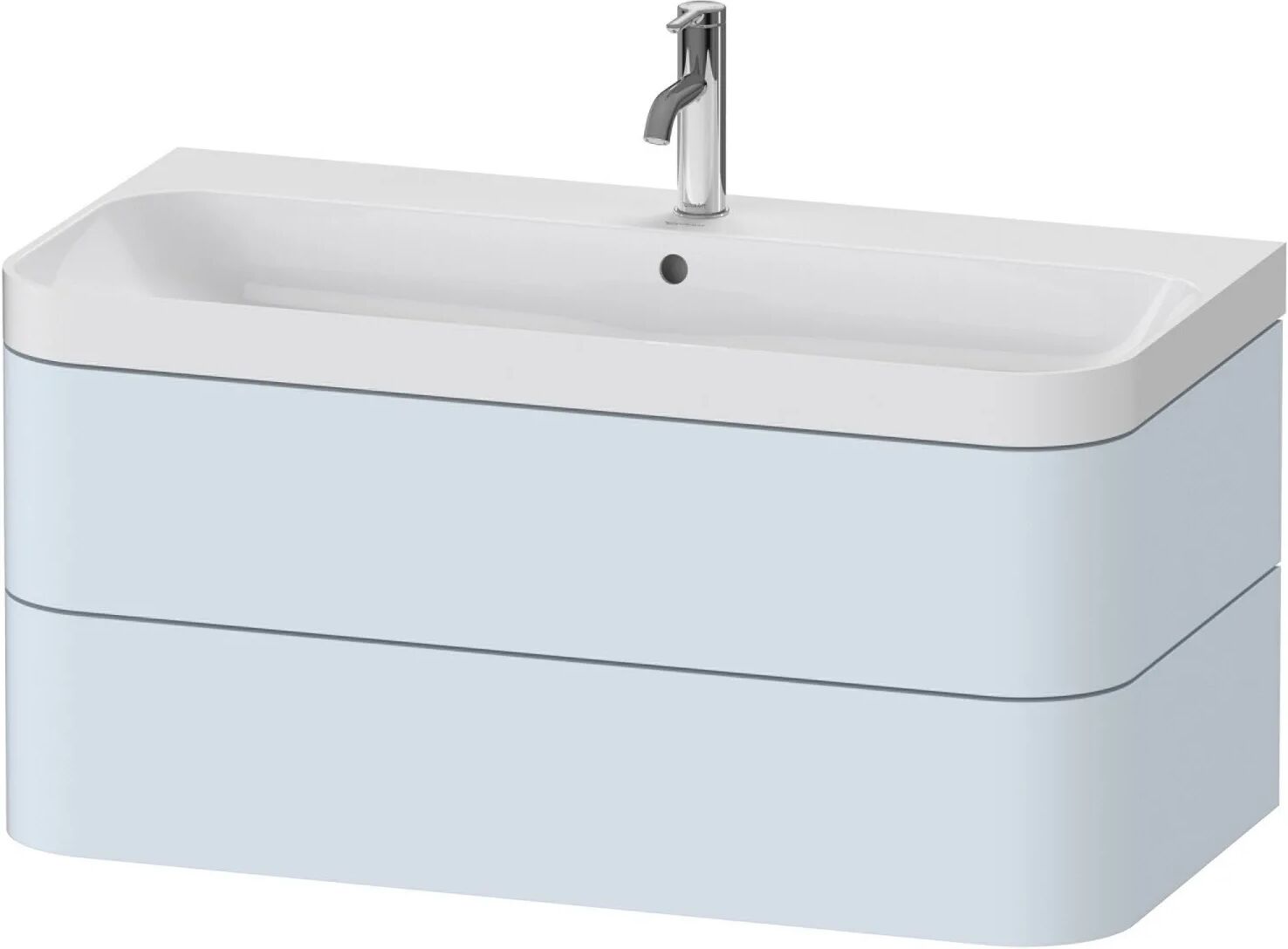 Duravit Happy D.2 Plus Möbelwaschtisch 97,5 x 49 cm c-shaped, mit 1 Hahnloch, mit 2 Auszügen  B: 97,5 T: 49 H: 46,8 cm lichtblau seidenmatt (lack)