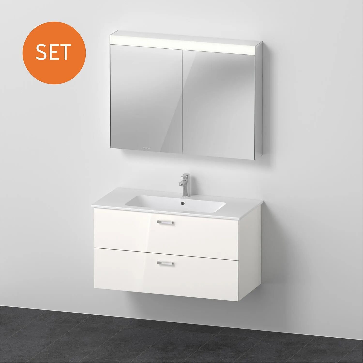 Duravit XBase MöbelSet 103 cm, mit Spiegelschrank   weiß glänzend XB007704545