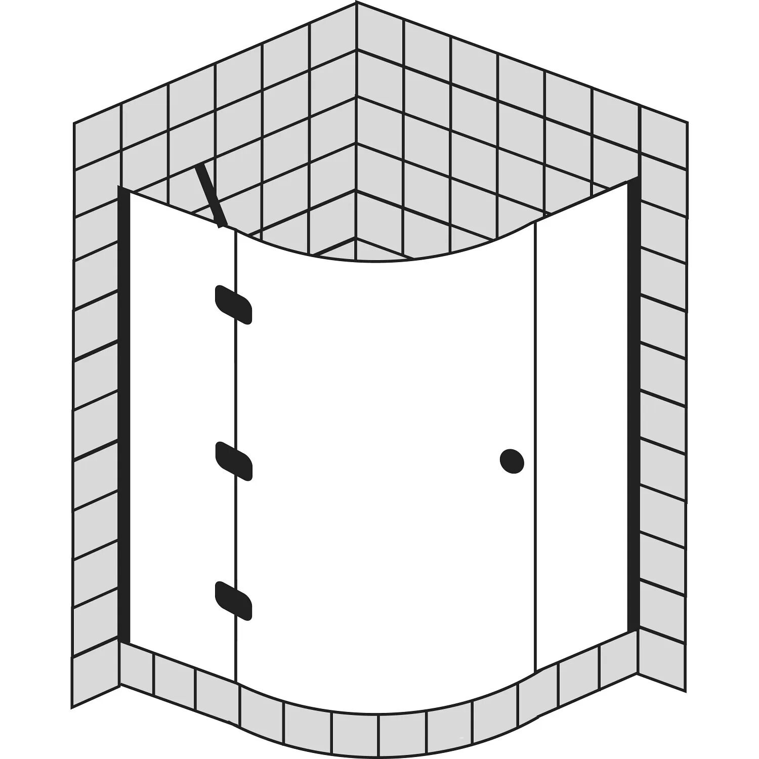 Sprinz BS-Dusche Runddusche mit 1 Tür 100 x 100 x 200 cm, Radius 50 cm BS-Dusche B: 100 T: 100 H: 200 R: 50 cm chrom/ silber hochglanzpoliert