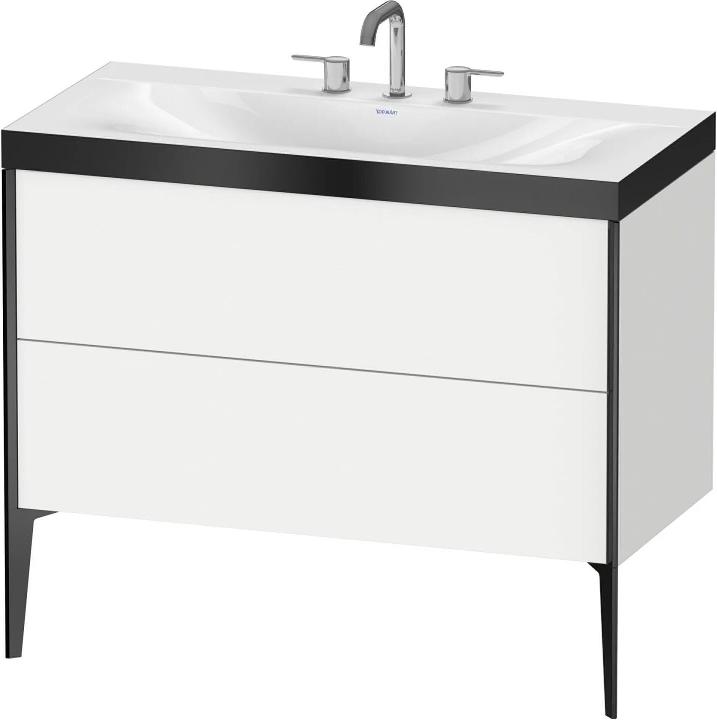 Duravit XViu Möbelwaschtisch 100 x 48 cm c-bonded mit 3 Hahnlöchern, mit 2 Auszügen, bodenstehend   weiß matt (dekor) XV4711TB218P