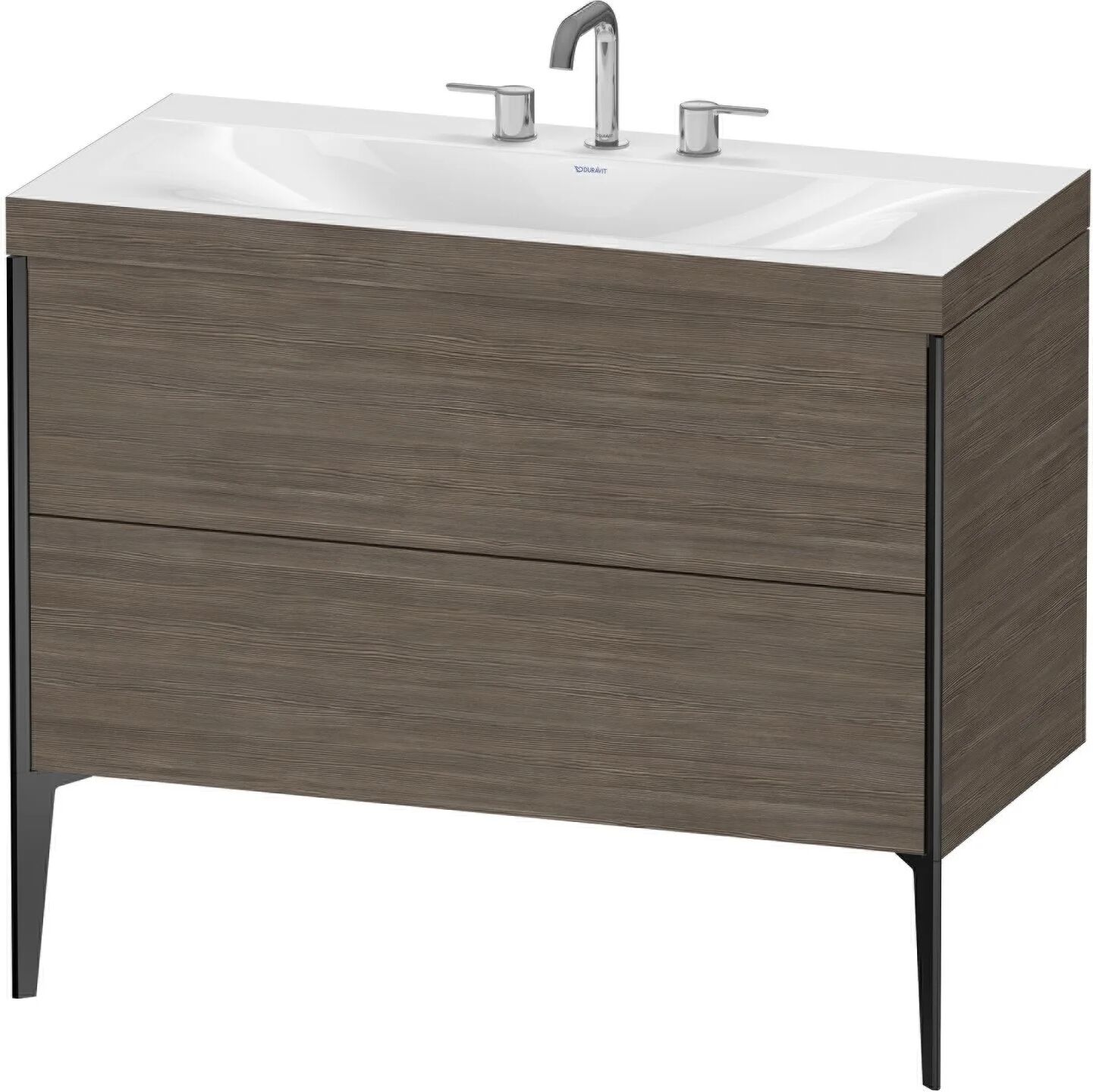 Duravit XViu Möbelwaschtisch 100 x 48 cm c-bonded mit 3 Hahnlöchern, mit 2 Auszügen, bodenstehend   pine terra (dekor) XV4711TB251C