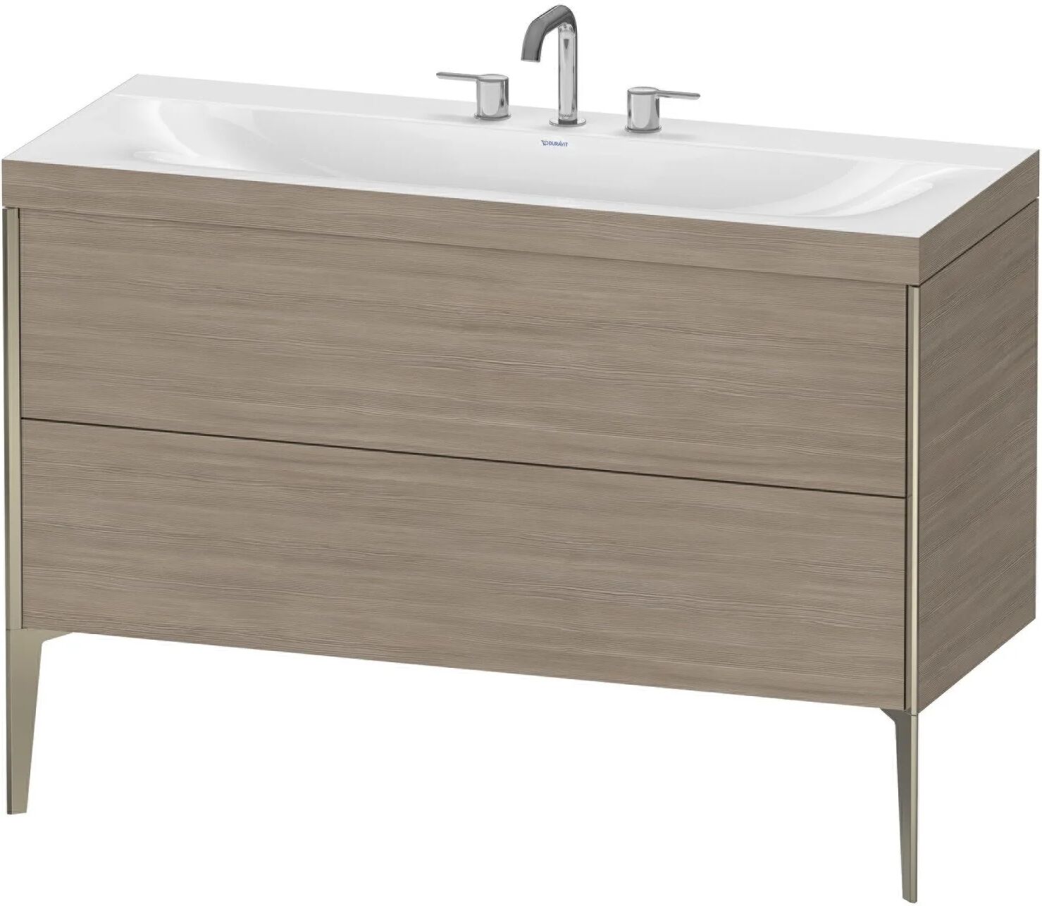 Duravit XViu Möbelwaschtisch 120 x 48 cm c-bonded mit 3 Hahnlöchern, mit 2 Auszügen, bodenstehend   pine silver (dekor) XV4712TB131C